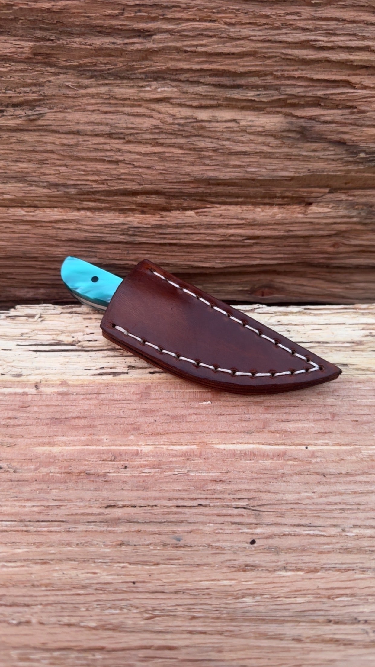 Slim pocket carry with aqua marine handle