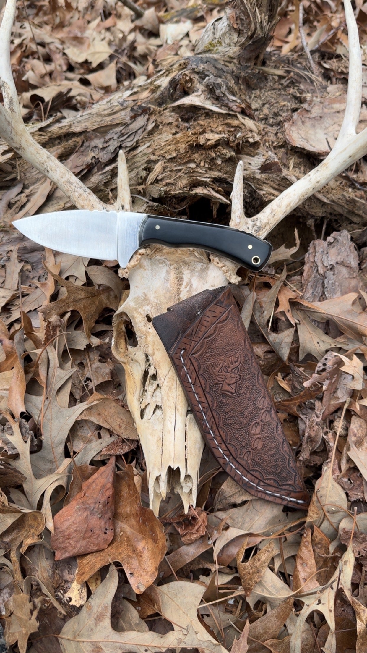 80crv2 blade with black paper micarta W/ brass pins