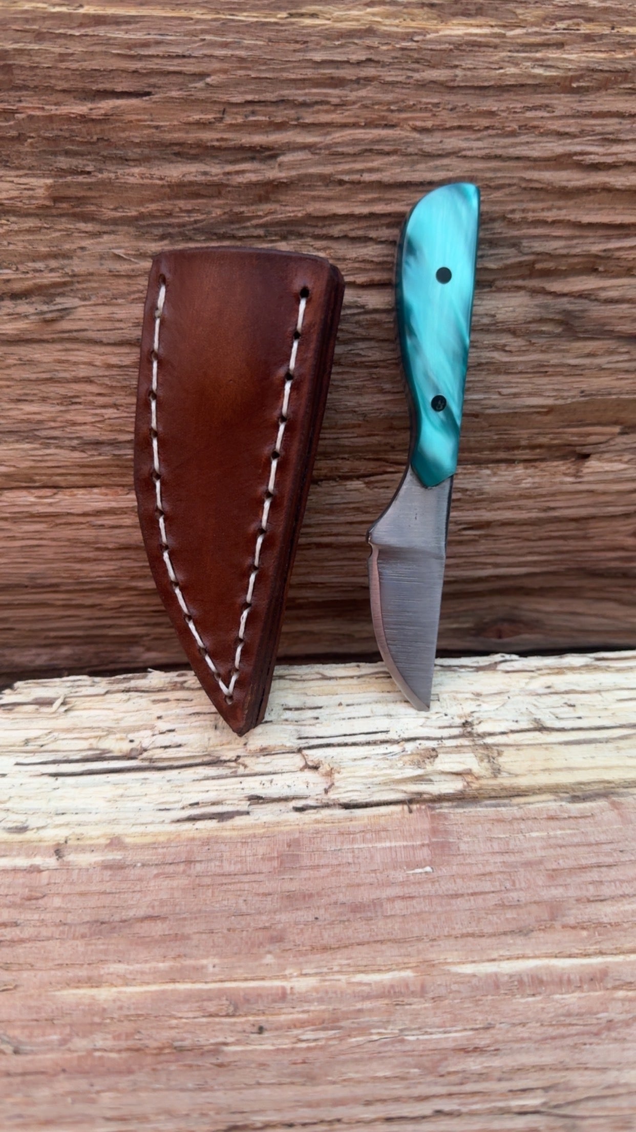 Slim pocket carry with aqua marine handle